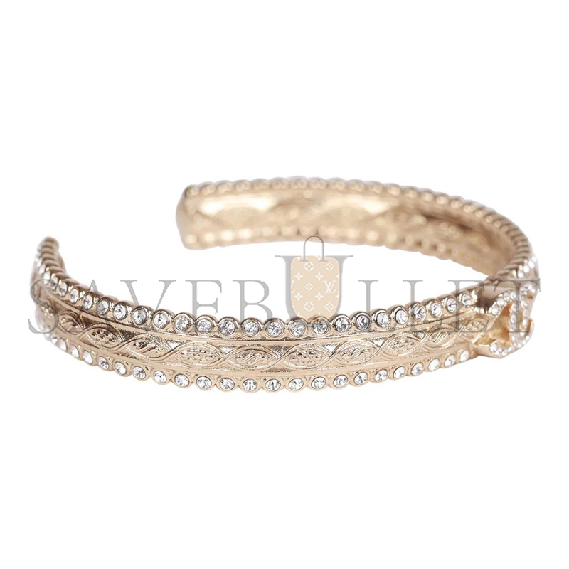 Ch**el crystal manchette cc gold cuff bracelet ab5843